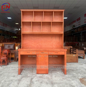 Bàn Học Đôi Gỗ Xoan Đào 1m4 Cho 2 Bé Ngồi – Rộng Rãi, Chắc Chắn
