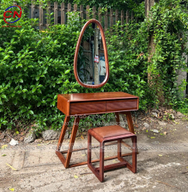 Bàn Trang Điểm Gỗ Hương Xám Màu Óc Chó Dài 1m Gương Hiện Đại 
