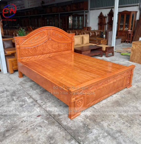 Giường gỗ đinh hương vạt phản - mẫu hoa lá tây 
