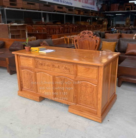 Bàn Làm Việc Giám Đốc Gỗ Gõ Đỏ 1m6 Chạm Mã Đáo Thành Công