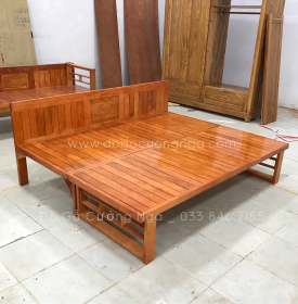 Giường Gấp Gỗ Chân Cao 1m4x1m9 Dành Cho Người Lớn Tuổi