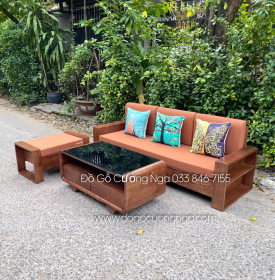 Bộ Bàn Ghế Sofa Văng Gỗ Sồi Kèm Nệm