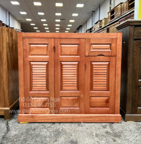 Tủ Giày Dép Gỗ Xoan Đào Tự Nhiên 3 Cánh Hiện Đại TD 013