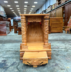 Bàn thờ ông địa thần tài gỗ gõ đỏ 60x88 - cột 10 giá rẻ 