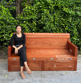 Ghế Giường Gỗ Xoan Đào 2 Ngăn Kéo 1m6x2m Hiện Đại 