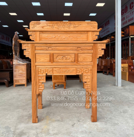 Bàn Thờ 2 Tầng Gỗ Gõ Đỏ 1m27 Chạm Khắc Hoa Văn Cao Cấp