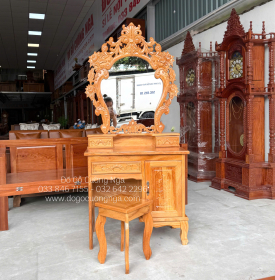 Bàn Trang Điểm Gỗ Gõ Đỏ Tân Cổ Điển 80cm - Mã 01