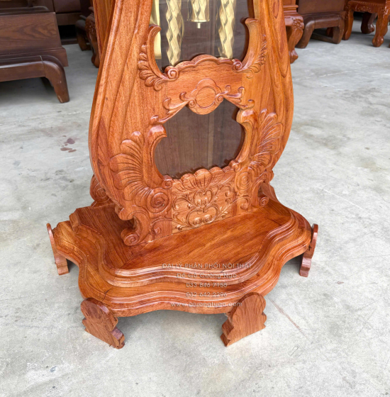 Đồng Hồ Gỗ Hương Đá Mẫu Hoa Hồng Cao Cấp 1m75