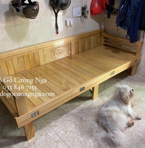 Giường Gấp Gỗ Sồi Tự Nhiên 1m6x2m Bền Đẹp Rẻ 