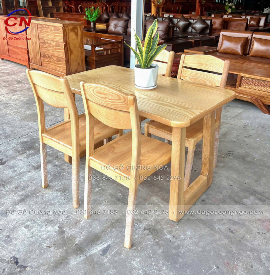 Bàn Ăn Gỗ Sồi Nga 4 Ghế Hiện Đại Gia Đình ít Thành Viên 