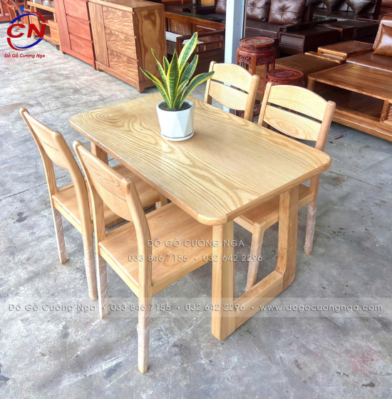 Bàn Ăn Gỗ Sồi Nga 4 Ghế Hiện Đại Gia Đình ít Thành Viên 