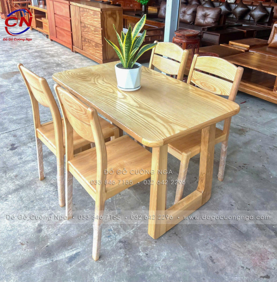 Bàn Ăn Gỗ Sồi Nga 4 Ghế Hiện Đại Gia Đình ít Thành Viên 