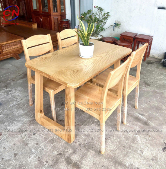 Bàn Ăn Gỗ Sồi Nga 4 Ghế Hiện Đại Gia Đình ít Thành Viên 