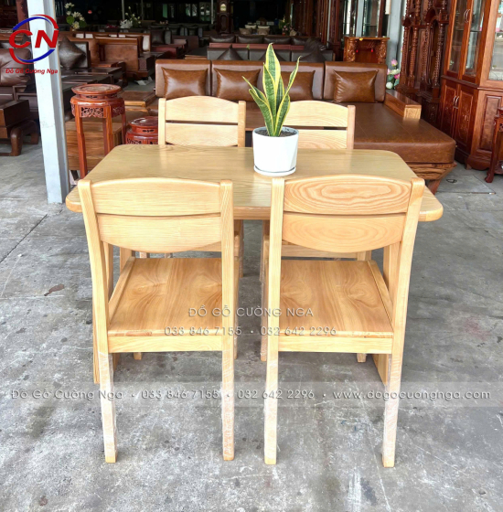 Bàn Ăn Gỗ Sồi Nga 4 Ghế Hiện Đại Gia Đình ít Thành Viên 