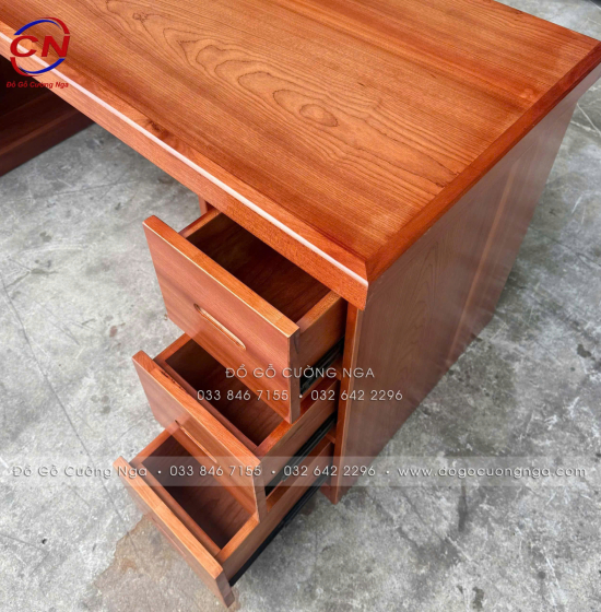 Bàn Làm Việc Gỗ Xoan Đào Kèm Kệ Sách Hiện Đại, Bền Chắc