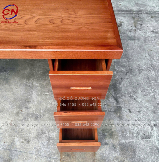 Bàn Làm Việc Gỗ Xoan Đào Kèm Kệ Sách Hiện Đại, Bền Chắc