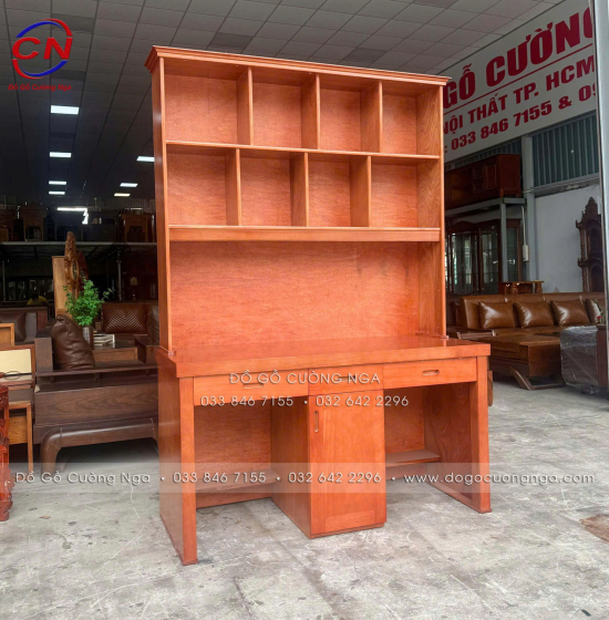 Bàn Học Đôi Gỗ Xoan Đào 1m4 Cho 2 Bé Ngồi – Rộng Rãi, Chắc Chắn