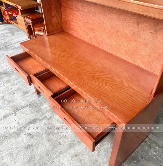Bàn Học Đôi Gỗ Xoan Đào 1m4 Cho 2 Bé Ngồi – Rộng Rãi, Chắc Chắn