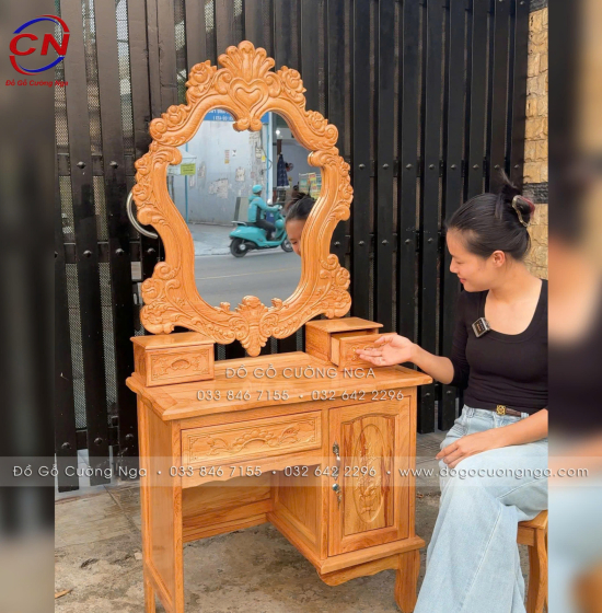 Bàn Trang Điểm Gỗ Gõ Đỏ 80cm – Sang Trọng Cho Phòng Ngủ Hiện Đại