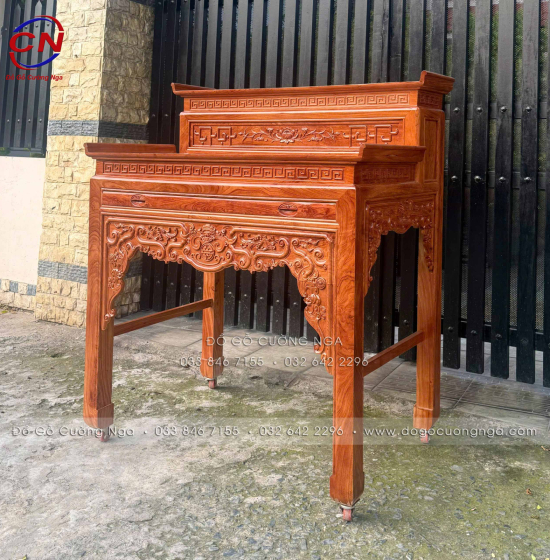 Bàn Thờ Gia Tiên Gỗ Hương Đá 2 Tầng Chạm Sen Cao Cấp