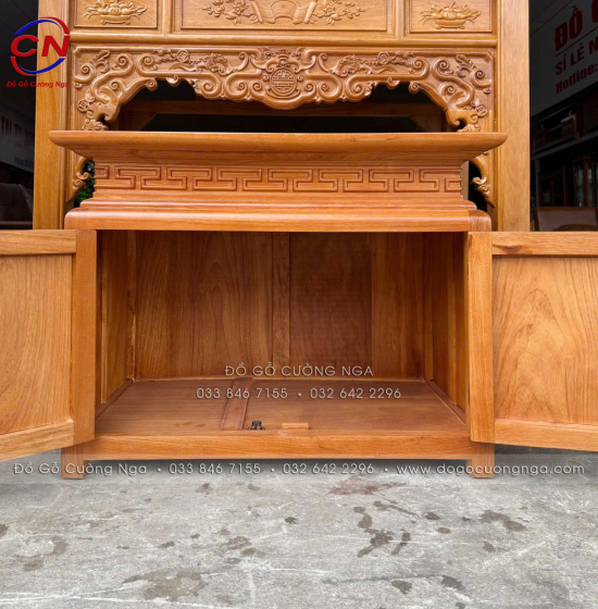 Bàn thờ gia tiên gỗ gõ đỏ kèm tủ táp 1m27 hiện đại BT 06