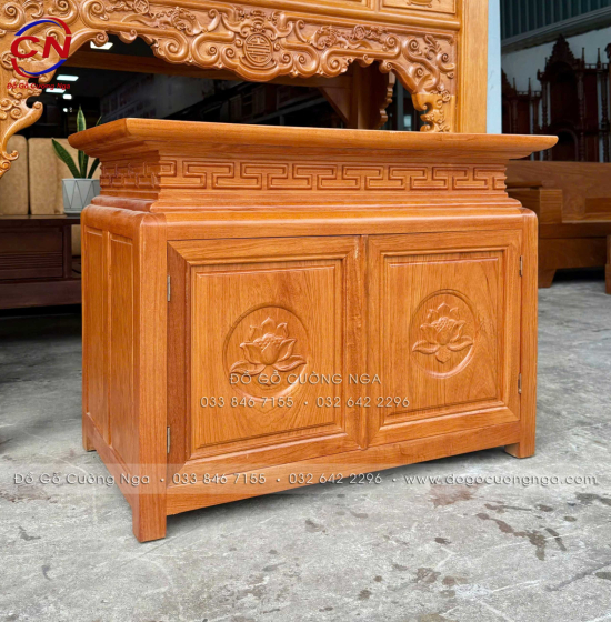 Bàn thờ gia tiên gỗ gõ đỏ kèm tủ táp 1m27 hiện đại BT 06
