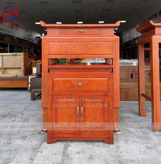 Bàn Thờ Gỗ Hương Đá Hiện Đại 98cm Cho Chung Cư Căn Hộ