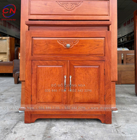 Bàn Thờ Gỗ Hương Đá Hiện Đại 98cm Cho Chung Cư Căn Hộ