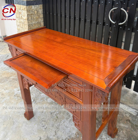Bàn Thờ Gỗ Tràm Một Tầng Đa Kích Thước – Mẫu Sen 