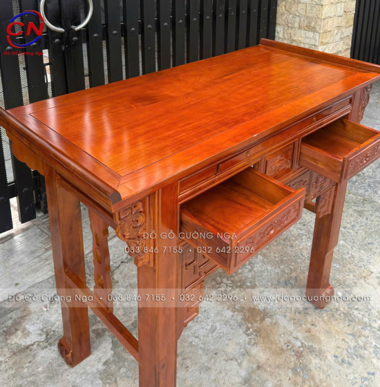 Bàn Thờ Gỗ Tràm Một Tầng Đa Kích Thước – Mẫu Sen 