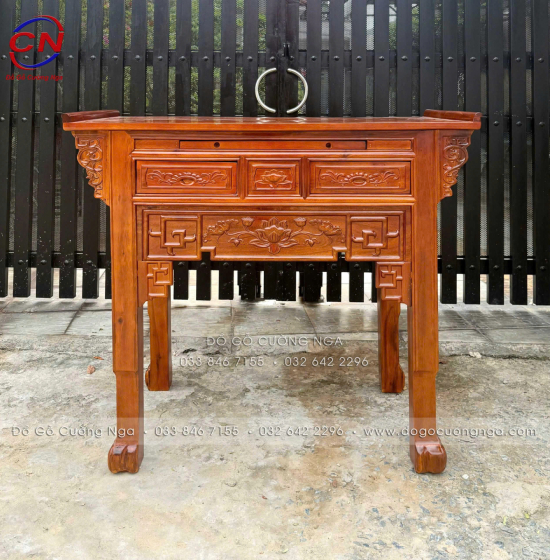 Bàn Thờ Gỗ Tràm Một Tầng Đa Kích Thước – Mẫu Sen 