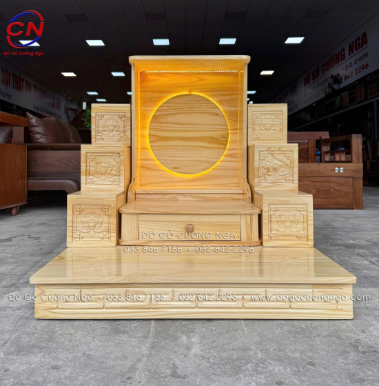 Bộ Bàn Thờ Tam Cấp Gỗ Thông Kết Hợp 3 Chi Tiết