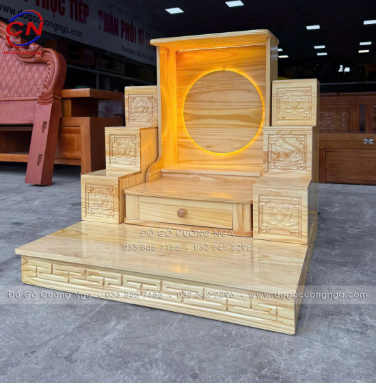 Bàn Thờ Ông Địa Gỗ Thông 48cm Hiện Đại 