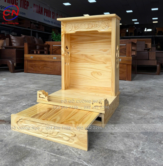 Bàn Thờ Ông Địa Gỗ Thông 48cm Giá Rẻ Phù Hợp Mọi Không Gian Thờ 