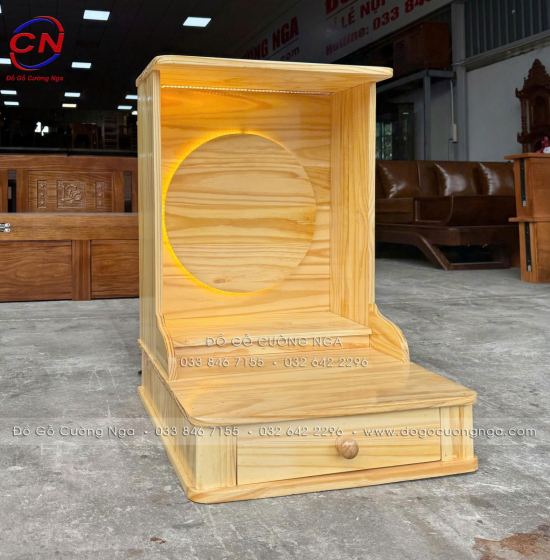 Bàn Thờ Ông Địa Gỗ Thông 48cm Hiện Đại 