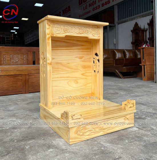 Bàn Thờ Ông Địa Gỗ Thông 48cm Giá Rẻ Phù Hợp Mọi Không Gian Thờ 