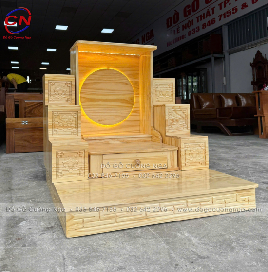 Bàn Thờ Ông Địa Gỗ Thông 48cm Hiện Đại 