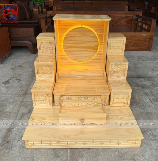 Bàn Thờ Ông Địa Gỗ Thông 48cm Hiện Đại 