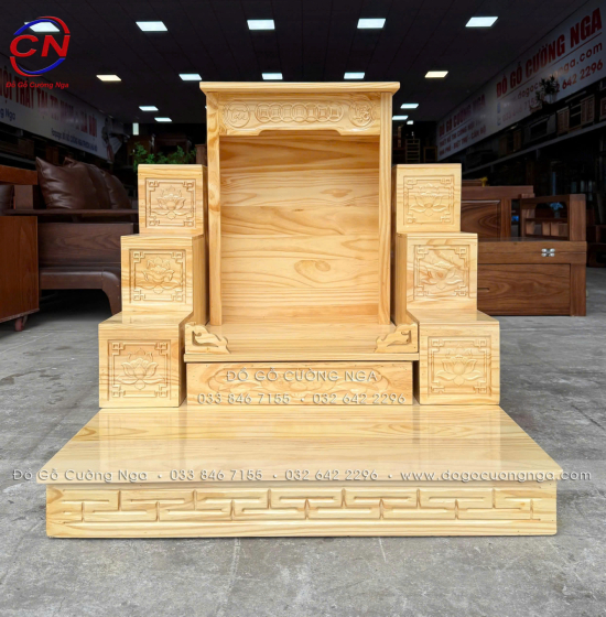 Bàn Thờ Ông Địa Gỗ Thông 48cm Giá Rẻ Phù Hợp Mọi Không Gian Thờ 
