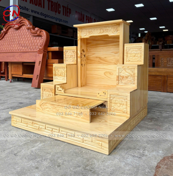 Bàn Thờ Ông Địa Gỗ Thông 48cm Giá Rẻ Phù Hợp Mọi Không Gian Thờ 