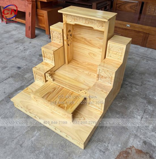 Bàn Thờ Ông Địa Gỗ Thông 48cm Giá Rẻ Phù Hợp Mọi Không Gian Thờ 
