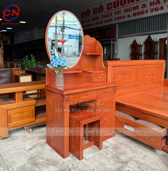 Bộ Phòng Ngủ Gỗ Hương Đá Kết Hợp Giường Ngăn Kéo Thiết Kế Hiện Đại