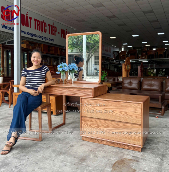 Bàn Trang Điểm Gỗ Sồi Có Thể Rút Dài Tùy Chỉnh Kích Thước