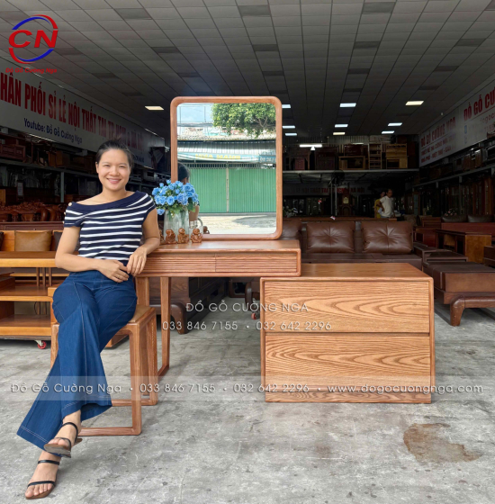 Bàn Trang Điểm Gỗ Sồi Có Thể Rút Dài Tùy Chỉnh Kích Thước