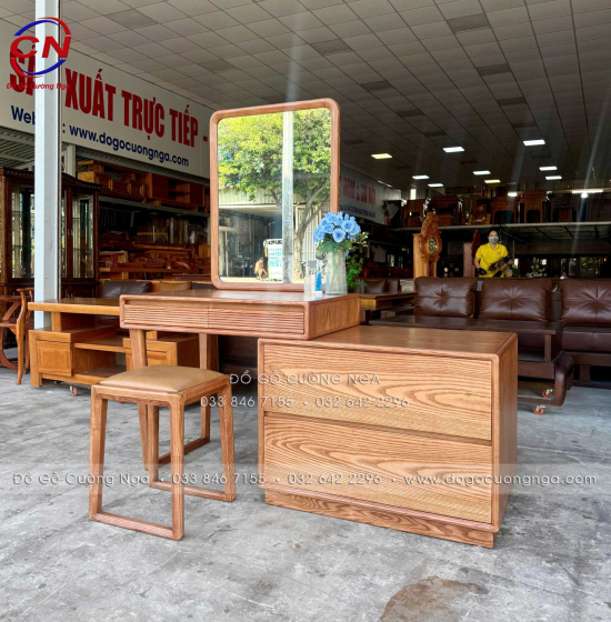 Bàn Trang Điểm Gỗ Sồi Có Thể Rút Dài Tùy Chỉnh Kích Thước