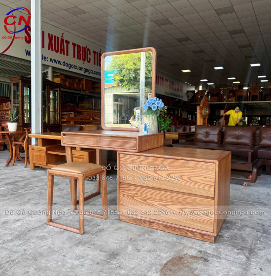 Bàn Trang Điểm Gỗ Sồi Có Thể Rút Dài Tùy Chỉnh Kích Thước