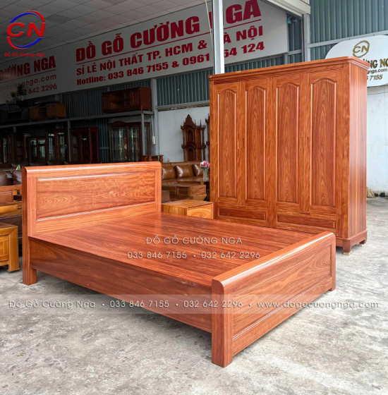 Combo Phòng Ngủ Gỗ Cẩm Tự Nhiên Hiện Đại 3 Chi Tiết