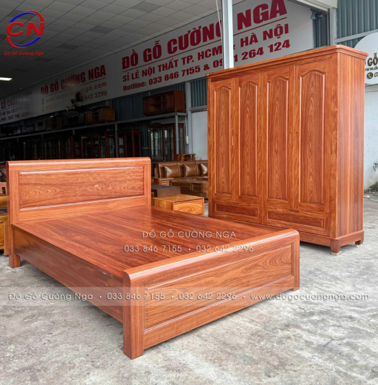 Combo Phòng Ngủ Gỗ Cẩm Tự Nhiên Hiện Đại 3 Chi Tiết