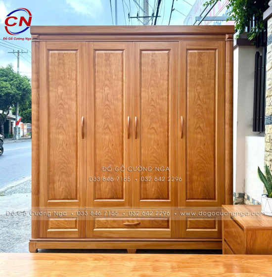 Combo Nội Thất Phòng Ngủ Gỗ Gõ Đỏ Hiện Đại 4 Chi Tiết 