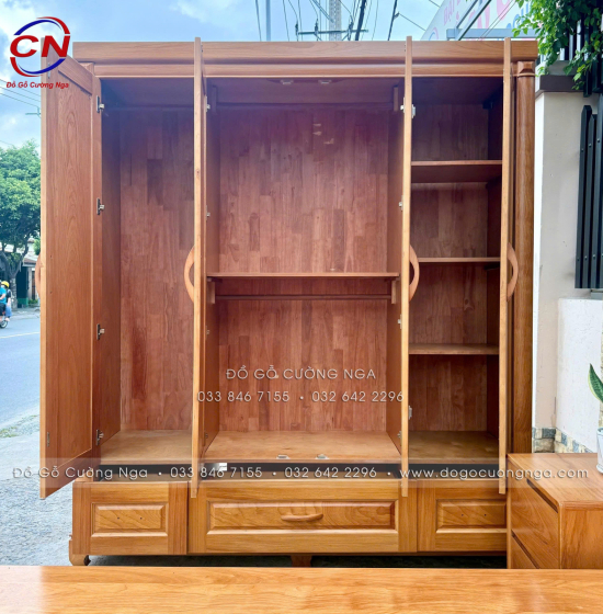 Combo Nội Thất Phòng Ngủ Gỗ Gõ Đỏ Hiện Đại 4 Chi Tiết 
